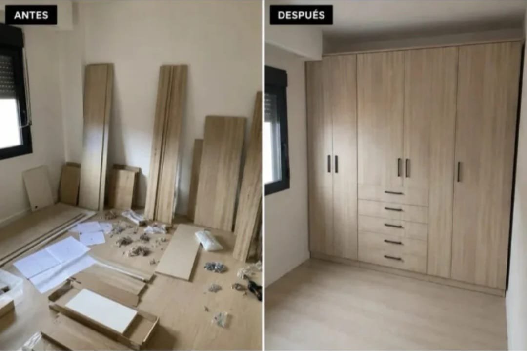 Montaje de armario a medida: antes y después del trabajo